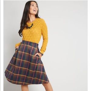 Prim Class Hero ModCloth Midi Skirt in Plaid